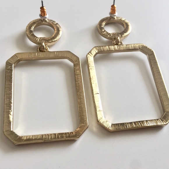 Geometric Rhinestone Drop Earrings. - Picture 2 of 2